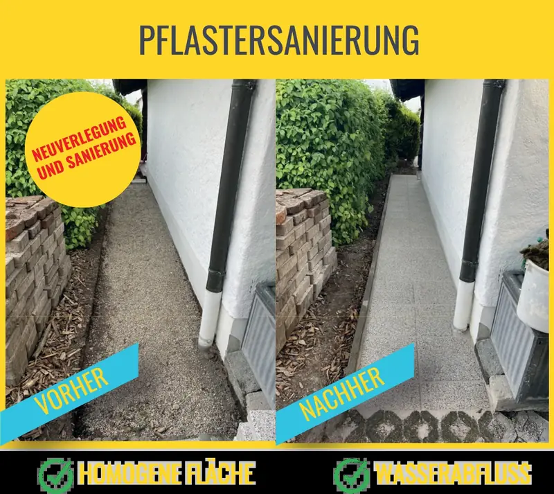 Weg vorher und nachher neu verlegt